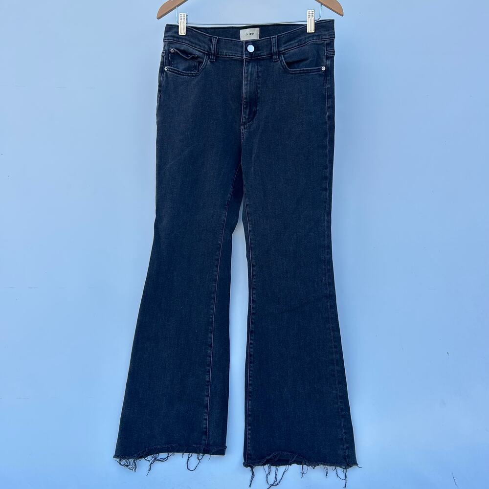 DL1961 Denim Jeans Bridget Boot Cut 31.5” Raw Hem Charcoal Grecian 30 Flare - Picture 2 of 11